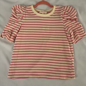Peach Love California Coral Striped Short Sleeve Tee
